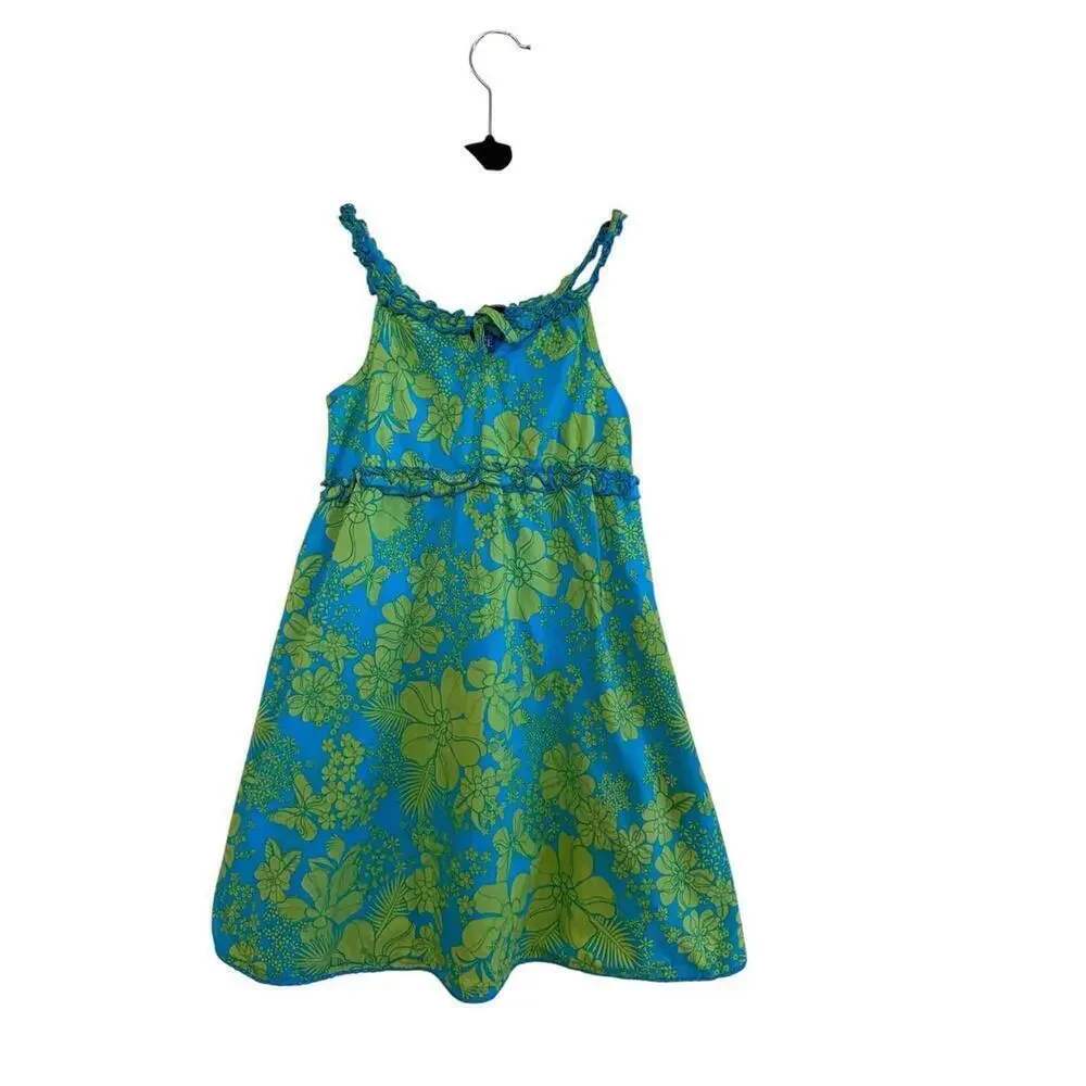 the children's place green & blue floral dress Sz. 6X/7